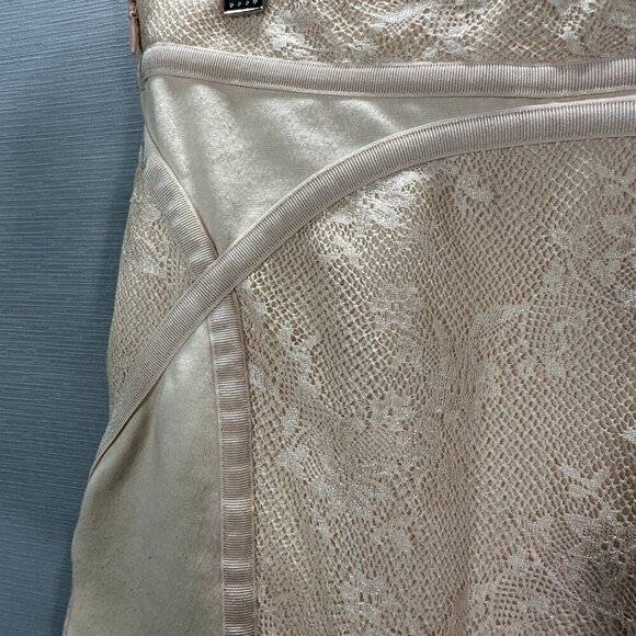 Free People Skirt Womens XS Pencil Side Zip Peach Lace Overlay Stretch Knit - Picture 4 of 9